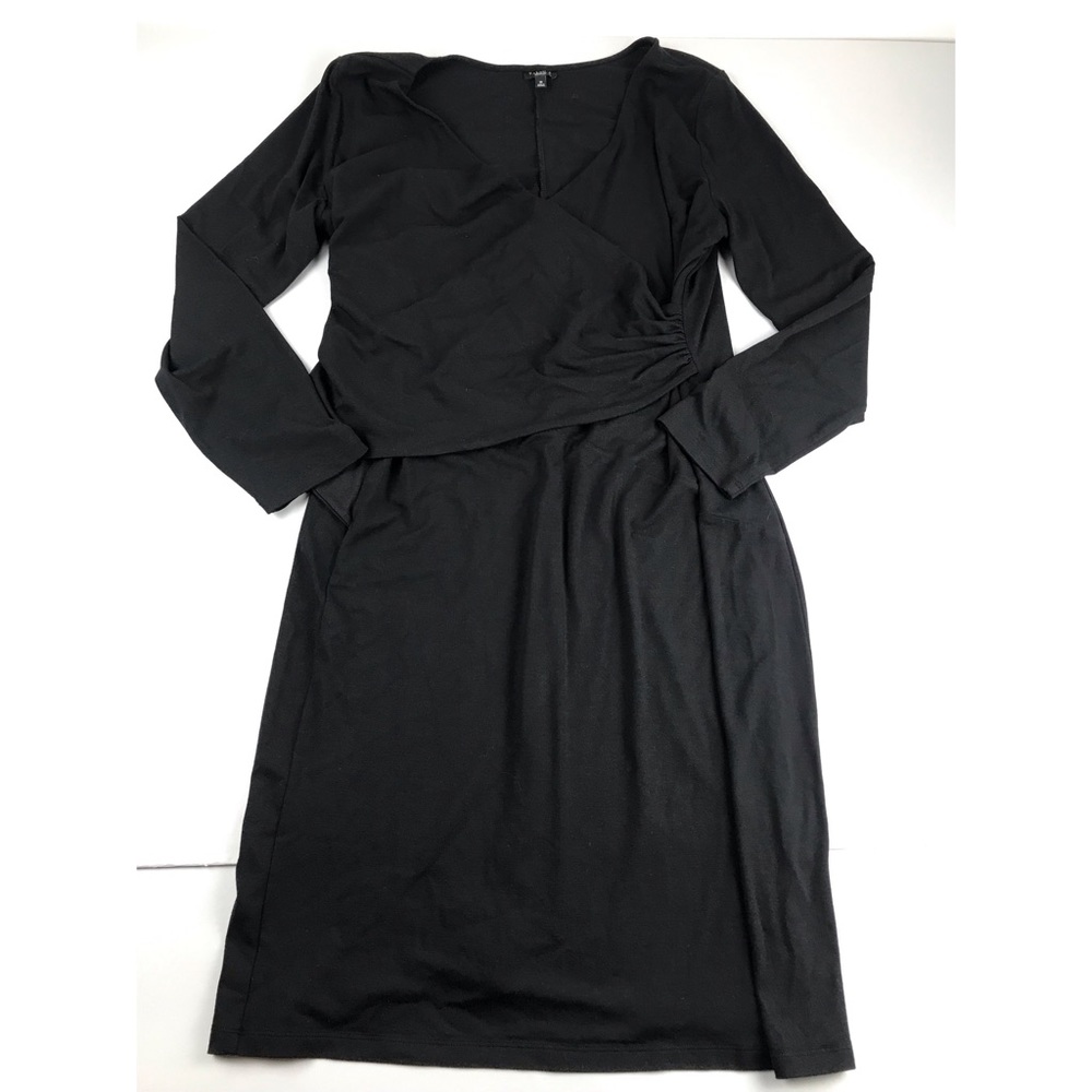 Talbots Size 18 Black Faux Wrap Stretch Dress